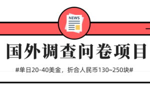 价值2980的国外调查问卷项目，收益130-250/天。【多劳多得】